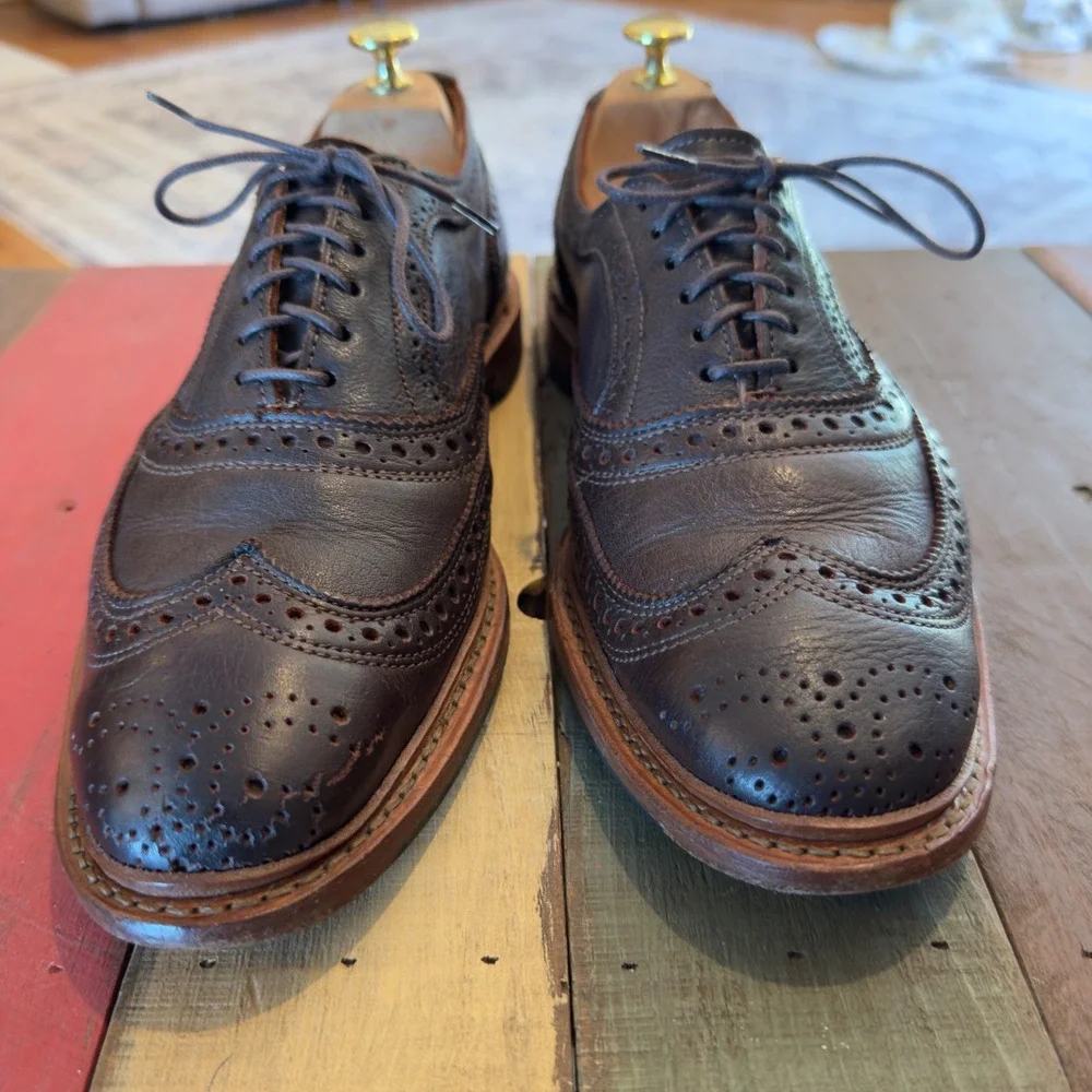 Allen Edmonds‎ Neumok 2.0 Mens 9.5 D Dark Brown Leather Wingtip Oxford Shoes